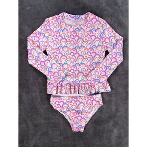 Andy & Evan Rainbow-Print Two-Piece Rashguard Swimsuit Set Girls Size 6X Beach